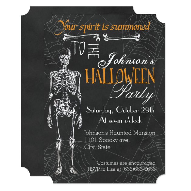 Skeleton Spirit Halloween Party Invitation