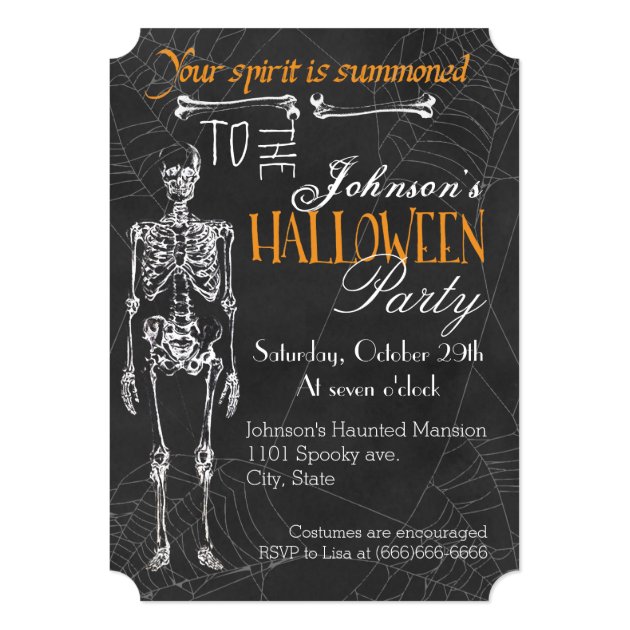 Skeleton Spirit Halloween Party Invitation