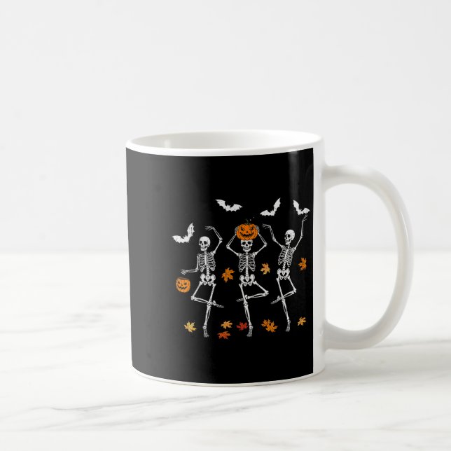 Skeleton Spooky Dancing Fall Halloween Thanksgivin Coffee Mug (Right)