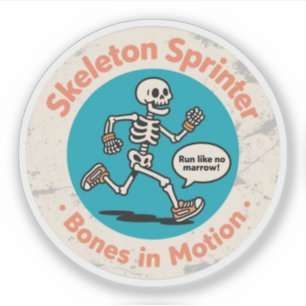 Skeleton Sprinter Bones in Motion Sticker