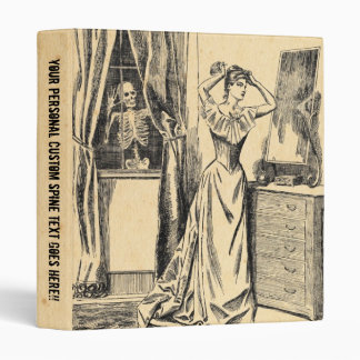 Skeleton Spying on Victorian Lady Vintage Goth Art 3 Ring Binder