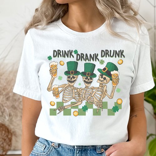Skeleton St Patricks Day Funny Drinking  T_Shir T_Shirt