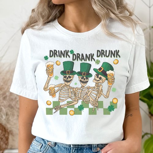 Skeleton St Patricks Day Funny Drinking  T_Shirt