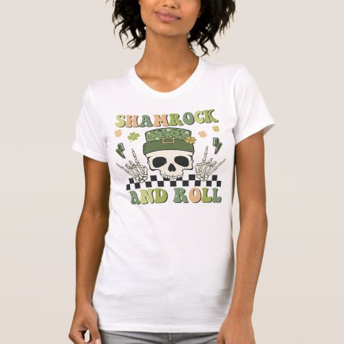 Skeleton St Patricks Day Shirt Shamrock and Roll T_Shirt