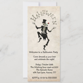 Skeleton Steampunk Halloween Bachelor B'day Party Invitation