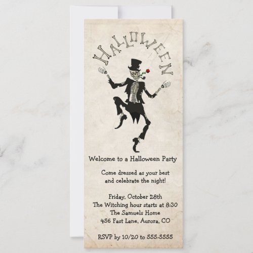 Skeleton Steampunk Halloween Bachelor Bday Party Invitation