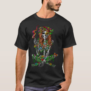 Skeleton Stoner Smoking Weed Psychedelic Festival T-Shirt