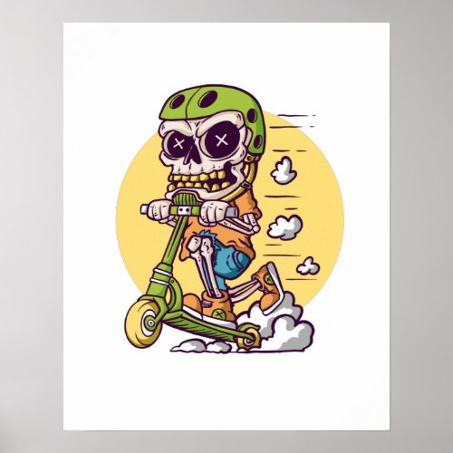 SKELETON STUNT SCOOTER POSTER