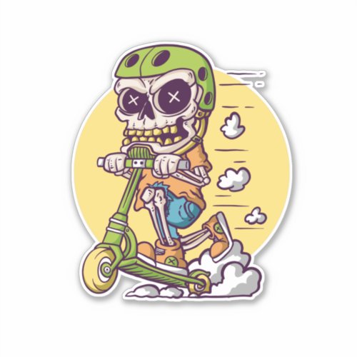 SKELETON STUNT SCOOTER STICKER