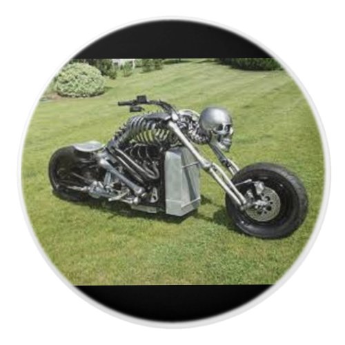 Skeleton Style Motorcycle on a Ceramic Knob