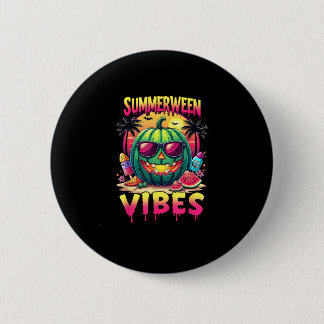 Skeleton Summer Summerween Vibes Watermelon Jack-O Button
