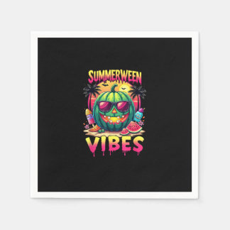 Skeleton Summer Summerween Vibes Watermelon Jack-O Napkins