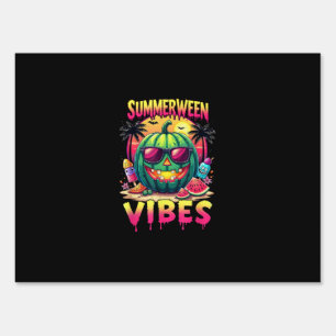 Skeleton Summer Summerween Vibes Watermelon Jack-O Sign