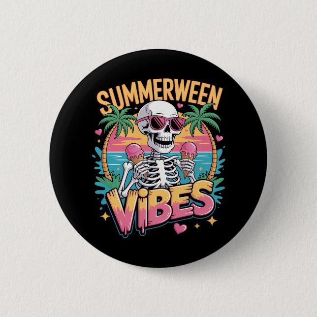Skeleton Summerween Vibes IceCream Button (Front)