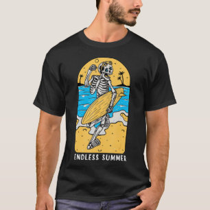 Skeleton Surfer Beach Surfing Surfboard Vintage Sk T-Shirt