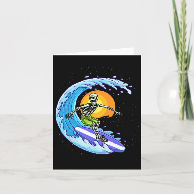 Skeleton Surfer Halloween Costume Mens Womens Kids Card (Front)