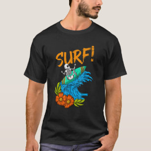 Skeleton Surfer Vintage Hawaii Waves Surf Surfing T-Shirt