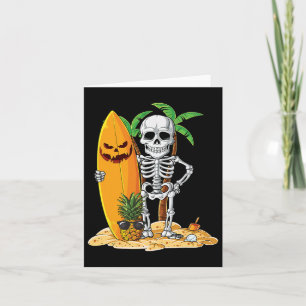 Skeleton Surfing Halloween Hawaii Hawaiian Men Wom Card