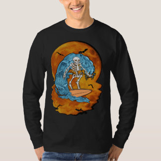 Skeleton Surfing Halloween Surfer T-Shirt