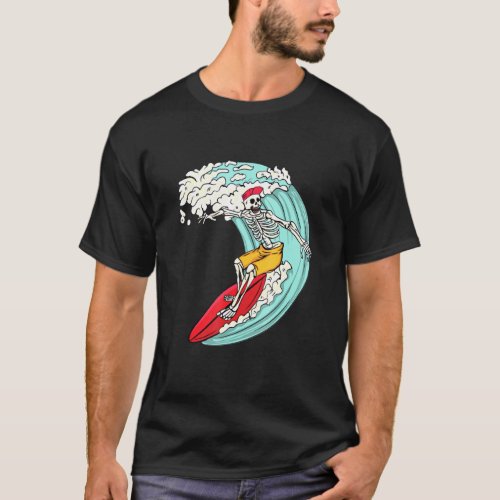 Skeleton Surfing Surfboard Surf T_Shirt