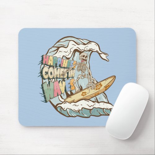 Skeleton Surfing the Waves Mouse Pad