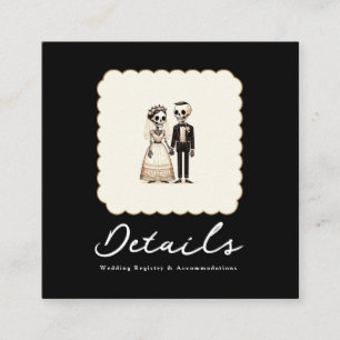 Skeleton Sweethearts Bride Groom Wedding Details Square Business Card