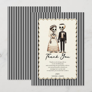 Skeleton Sweethearts Bride Groom Wedding Thank You Invitation