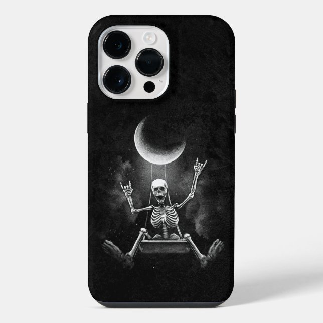 Skeleton Swinging Moon Iphone Case (Back)