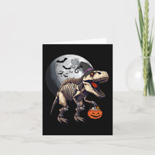 Skeleton T Rex Dinosaur Funny Halloween Pumpkin Bo Card