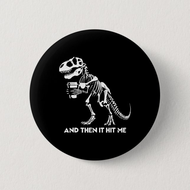 Skeleton T-rex Dinosaur Halloween Men Women Funny  Button (Front)