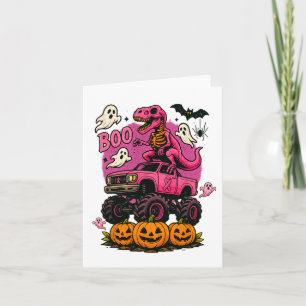 Skeleton T Rex Dinosaur Monster Truck Pumpkin Brea Card