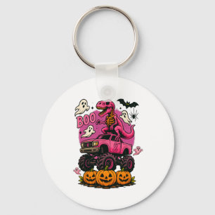 Skeleton T Rex Dinosaur Monster Truck Pumpkin Brea Keychain