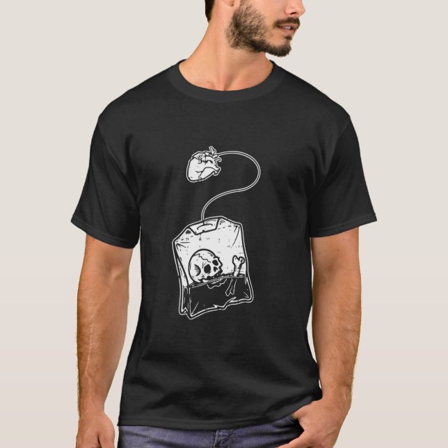 Skeleton Tea Bag Halloween Bones Skull Gothic Goth T-Shirt (Front)
