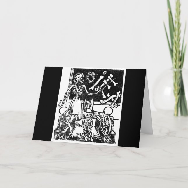 Skeleton Teacher and Students "Day of the Dead" Card (Front)