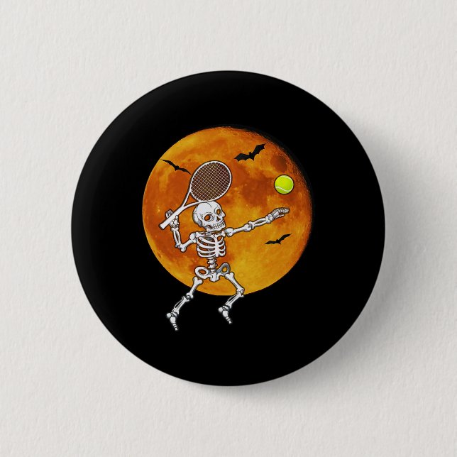 Skeleton Tennis Halloween Racket Ll  Button (Front)