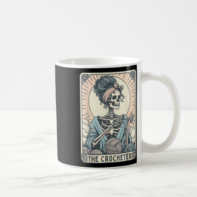 Skeleton The Crocheter Mom Tarot Card Knitter Croc Coffee Mug (Right)