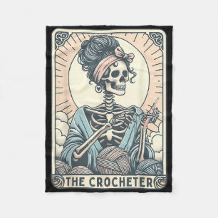 Skeleton The Crocheter Mom Tarot Card Knitter Croc Fleece Blanket