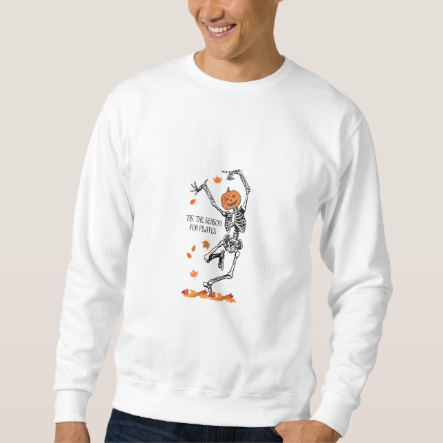 Skeleton Tis The Season For Pilates Meditation Hal Sweatshirt (Front)