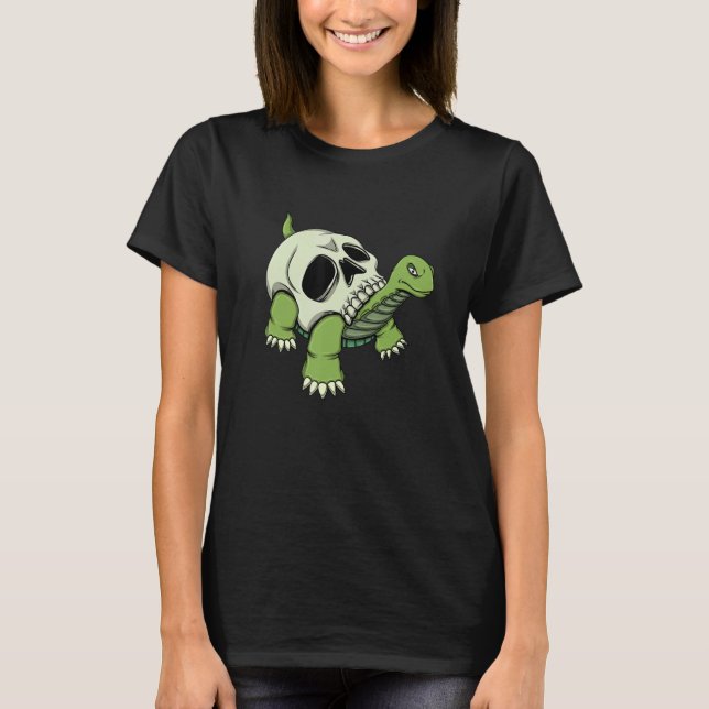Skeleton Turtle Shell Skeleton Head T-Shirt (Front)