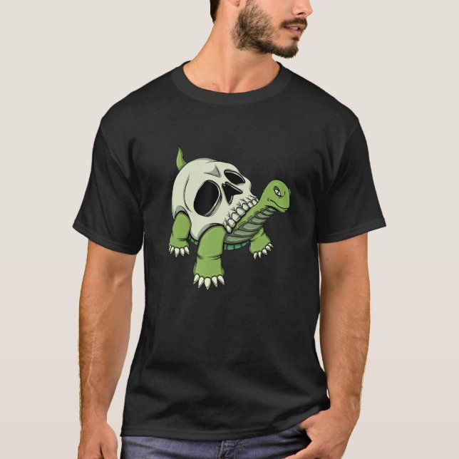 Skeleton Turtle Shell Skeleton Head T-Shirt (Front)