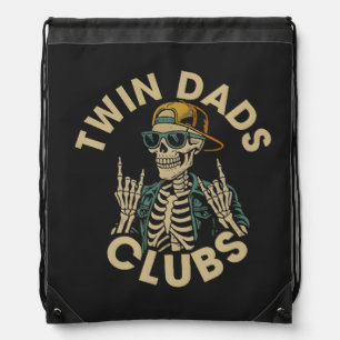 Skeleton Twin Dads Club Drawstring Bag