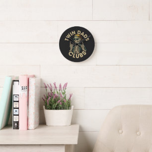 Skeleton Twin Dads Club Round Clock