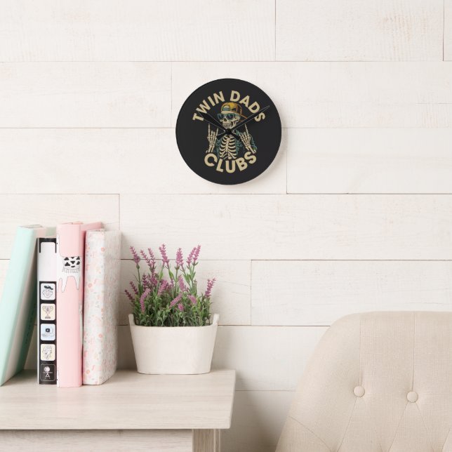  Skeleton Twin Dads Club Round Clock (Reading Room)