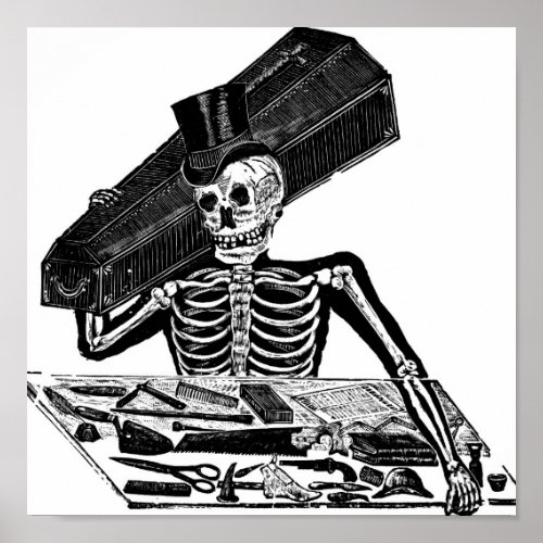 Skeleton Undertaker circa 1800s Mexico Poster