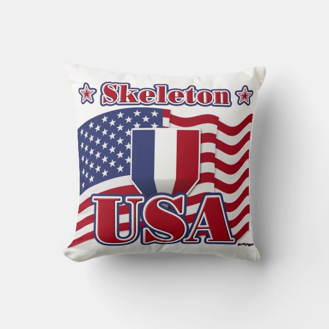 Skeleton USA Throw Pillow (Front)