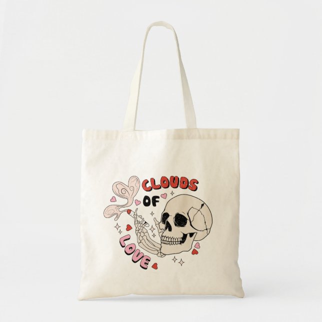 Skeleton Valentine’s Day Tote Bag, Funny Tote Bag (Front)