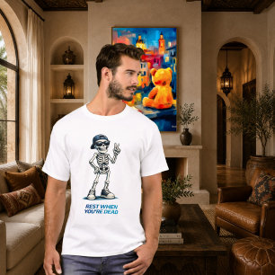 Skeleton Victory Sign Funny Humor Design T-Shirt
