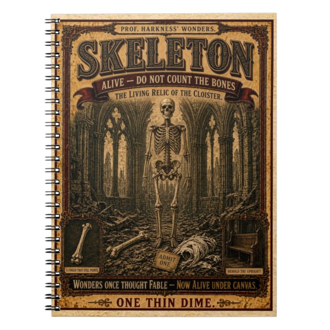 Skeleton, Vintage Circus Monster Notebook (Front)