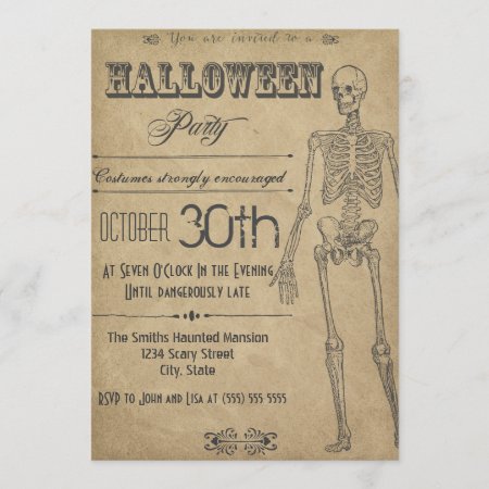 Skeleton Vintage Halloween Invitation