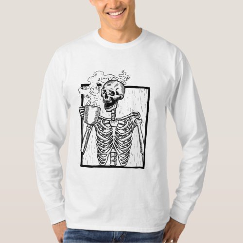 Skeleton Vintage Picture with Smiling Skull drinki T_Shirt